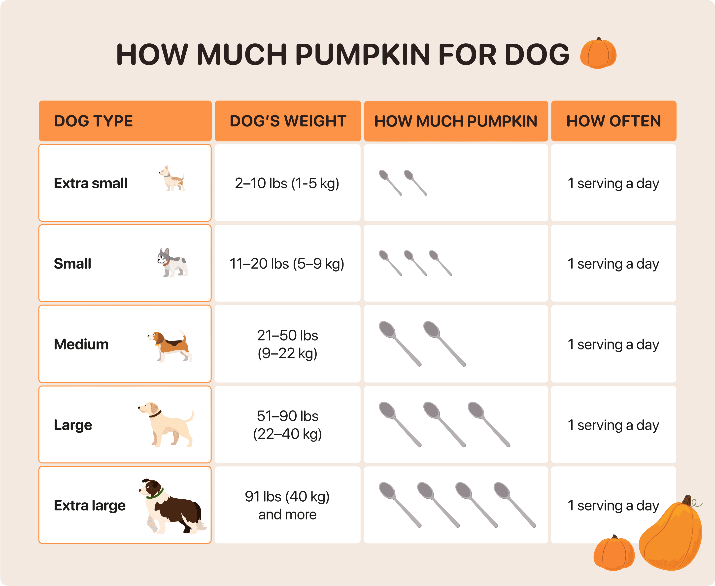 how much pumpkin to give dog