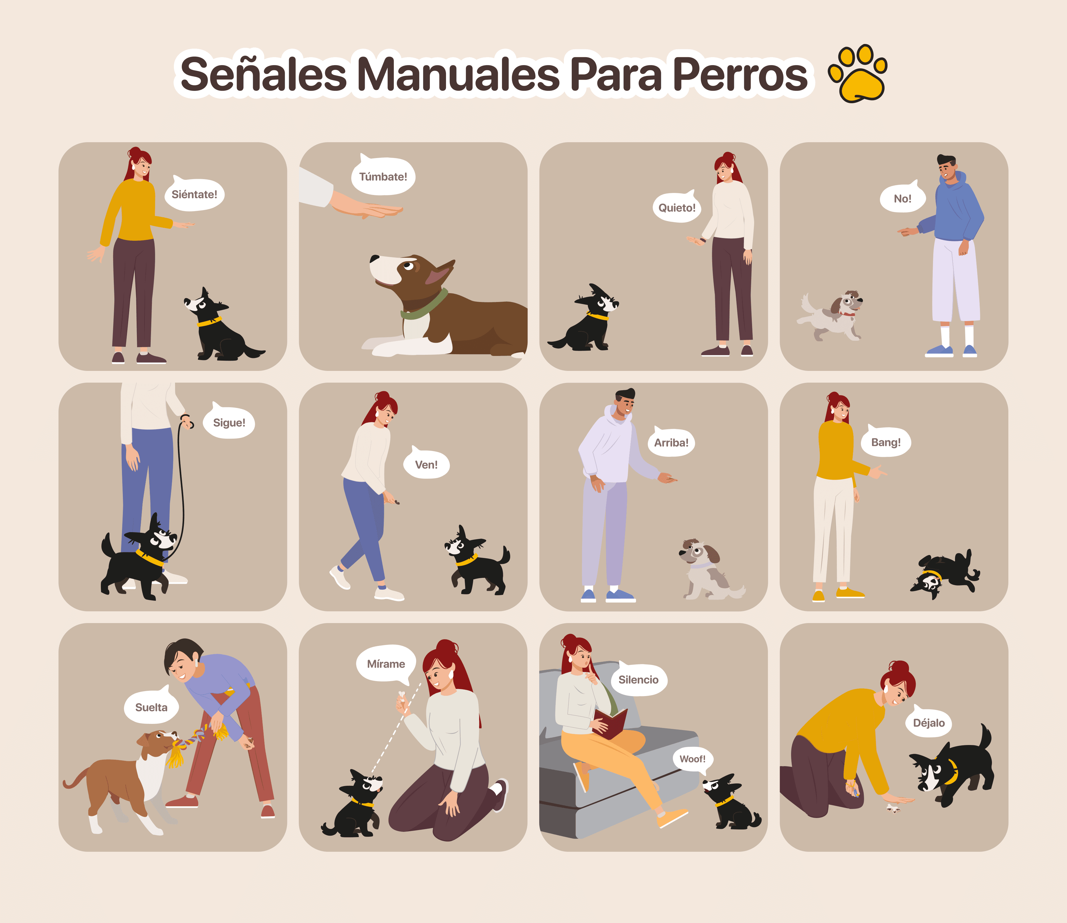 señales de mano de adiestramiento de perros